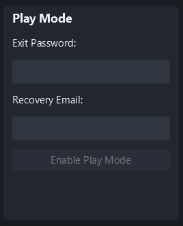 Play Mode settings panel